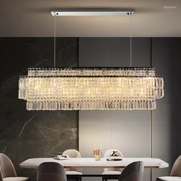 Chandeliers YOULAIKE Modern Chandelier For Dining Room Luxury Home Decor Rectangle Crystal Light Kitchen Island Led Fixture Hanging Lamp