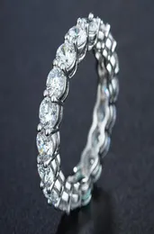 Brand Desgin Whole Sparkling Fashion Jewelry 925 Sterling Silver Round Cut White Topaz CZ Diamond Women Wedding Band Ring Size3595565