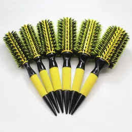 Hair Brushes Wooden Hair Brush With Boar Bristle Mix Nylon Styling Tools Professional Round Hair Brush 6pcs/set 230529