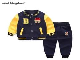 Mudkingdom Boys Outfits Spring Autumn Long Sleeve Patchwork Cute Bear Baseball Jacket and Jogger Sportswear Set Clothes 2202182177051
