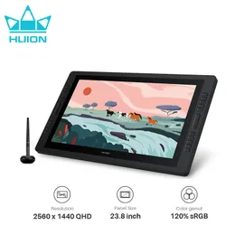 Таблетки Huion Graphics Tablet Display 23,8 -дюймовый монитор чертежа Kamvas Pro 24 Antiglare QHD Дисплей пера 120%S RGB Dual Touch Bant