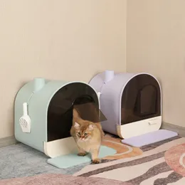 Pudełka kota kuweta duży w pełni zamknięta szuflada Cat Toaleta Anti Splash Cat Litter Box Dezodorant Excrement Basin