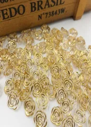 500pcs Gold edge transparent rose flower acrylic buttons for decoration handmade craft sewing accessories70688427495773