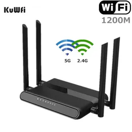 Routery Kuwfi 1200 Mbps Router WiFi podwójny pasek Gigabit Wireless Internet Router AC1200 Sight Prędkość z kartą SD USB 2.0 do domu