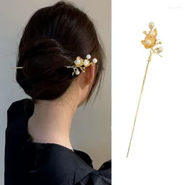 Hair Clips Vintage Elegant Pearls Plum Blossom Hairpin For Women Chignon Accessories