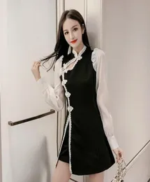 Luxury Cheongsam Net Red Suit Women039s Long Sleeve 2021 Spring and Autumn Temperament Improved Cheongsam Waist Closing Thin Dr7656770752