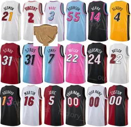 Tryckt finaler 2023 Basketball Robinson Jersey 25 Kyle Lowry 7 Tyler Herro 14 Duncan Robinson 55 Victor Oladipo 4 Haywood Highsmith 24 Anpassade namnnummer Män kvinnor