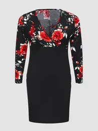 Plus Size Dresses Finjani Floral Print Long Sleeve Bodycon Dress Women's