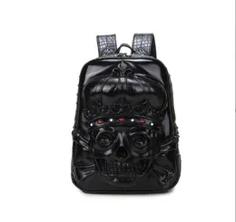 fashion men and women backpack 3D skull head rivet backpack stylish travel bag5703230