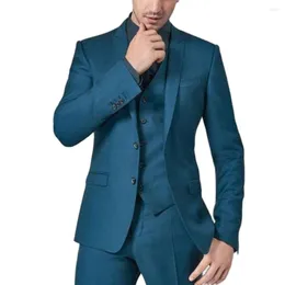 Ternos masculinos Terno para homens Business formal Bedido único 3 peças Slim Fit Blue Green Color Solid Wedding Groom Groom Classic Blazer Vest Set