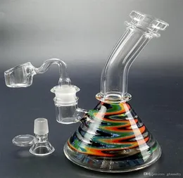 Colorful Mini Beaker glass bong water pipe hookahs high quanlity recycler dab oil rigs with bucket nail 145MM Joint1077741