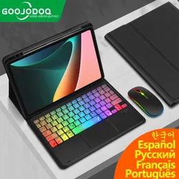 قضية لـ Xiaomi Pad 5 غطاء لوحة مفاتيح مع فتحة قلم لـ Xiaomi Mi Pad 5 Pro 2021 Portugues Russian Rainbow Bluetooth لوحة مفاتيح