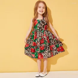 Vestidos de menina 2023 garotas de verão, garotas, garotas para leopardo tutu vestido de roupas de roupas enfant