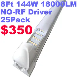 18000lm 쿨러 도어 LED 튜브 4 열 8 피트 조명 8 피트 LED T8 144W 4ROUT 튜브 전구 8ft V 8ft V 튜브 조명 워크 벤치 차고 헛간 워크숍 지하실 크레스트 ch168