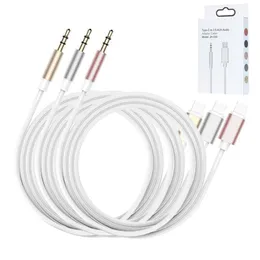 Type-C USB Cables Male To 3.5mm jack Earphone Car Stereo AUX audio Cable Cord Adapter For samsung S23 S22 ultra plus moblie phone with retial box