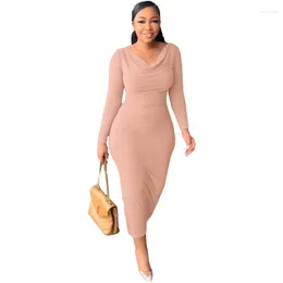 Casual Dresses Sexy Bodycon Dress Fall Fashion V-neck Evening Party For Women Y2k Clothes Club Outfits Lounge Streetwear Wholesale