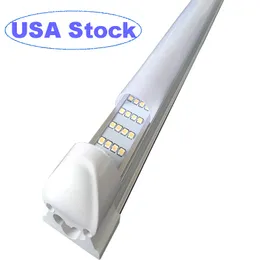 LED-rör 4 rad Frostat mjölktäcke 4 8ft Cooler Door T8 Integrated Double Sides Lights 72W 144W 85-265V glödlampor för Workbench Garage Barn Källare i US Crestech