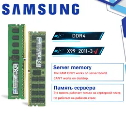 Rams Samsung DDR4 RAM 8GB 64GB 16GB 32GB PC4 2133MHz 2400MHz 2666MHz 2133P 2400T 2666V Supporto di memoria del server Reg ECC X99