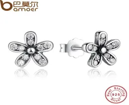 New Arrival Authentic 925 Sterling Silver Dazzling Daisy Stud Earrings With Clear CZ Jewelry Special Store78245355969447