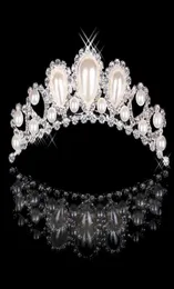 Cheap 18017 Beautiful Elegant mitation Pearl Rhinestone inlay Crown Tiara Wedding Bride Hair Comb Crowns for Prom Party Evening1704266