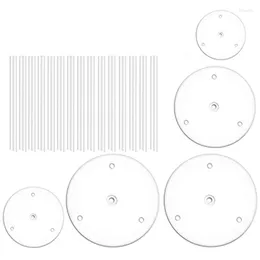 Baking Moulds 2X Cake Plate 5 Stand Base (9/12/16/20/20 Cm) With 15 Dowel Rods Reusable For Tiered Stacked Cakes