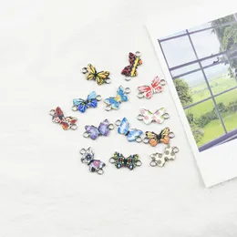 보석 DIY 액세서리 한국 버전 더블 매달려 나비 패턴 드롭 오일 합금 목걸이 팔찌 작은 펜던트 액세서리