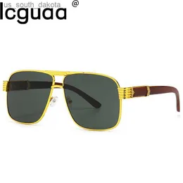 Солнцезащитные очки негабаритные ретро -квадратные деревянные печать солнцезащитные очки для мужчин дизайнер бренд винтажные деревянные солнечные оттенки солнечные бокалы L230523