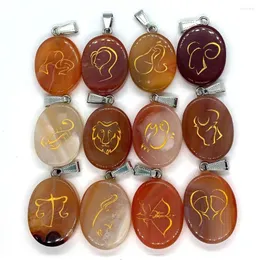 Charms Natural Stone Agate Divination Pendants Reiki Oval Fashion Jewelry Rune DIY Making Earrings Necklace Opal Accessory