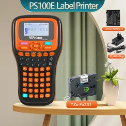 Controls Portable Label Maker PS100E Auto Cutting Labeling Hing استبدال لـ Brother P Touch Label Printer Tze231 HSE231 Label Tape