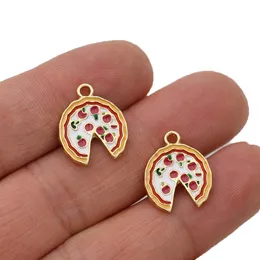 10Pcs Placcato Oro Smalto Pizza Ciondolo di Fascino per Monili Che Fanno Braccialetto Collana Orecchini FAI DA TE Accessori Mestiere 15x10mm