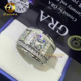 Новые горячие продажи VVS Moissanite Big Diamond Iced Out Модные украшения белое золото хип -хоп кольца для мужчин