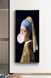 La chica con un pendiente de perla pinturas en lienzo obras de arte famosas carteles creativos e impresiones cuadros de pared de arte Pop para decoración del hogar 9923242