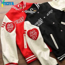 YICIYA Human Made Girls Dont Cry Varsity Baseball Jacket Men Women Embroidered Love Stitching High Street Jacket Coats