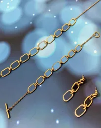 Luxury Designer Jewelry Fashion Womens Bracelet Earrings Necklace 18K Gold Plated Crystal Letter Pendant Chain Choker Bangle Dangl3609585