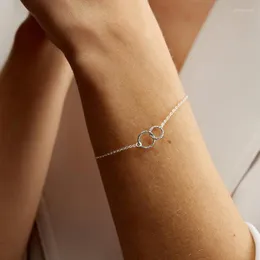Länkarmband Simple 316L rostfritt stål cirklar armband för kvinnors kontor tunna mode vänskap smycken