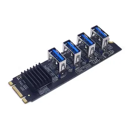 M. 2 NVME Key-M till 4-port PCI-E-adapterkortsplats, en till fyra USB 3.0 Grafikkort Expansionskort