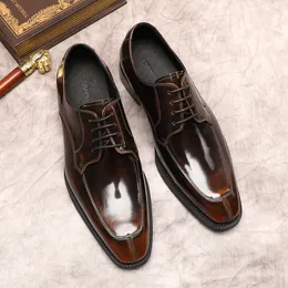 Mens oxford Designer Shoe Genuine Leather Luxurious Dress Men Shoe Black Brown Lace Up Wedding Casual Formal Shoes For Men