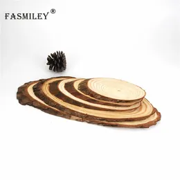 クラフト大きな天然楕円形の木材スライスサークルツリー樹皮ログディスクDIYクラフトウェディングパーティーペインティング装飾3035cm 1PCS WD05
