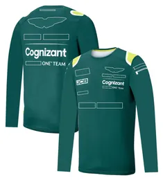 T-shirt verde a maniche lunghe da pilota F1 da uomo 2023 T-shirt uniforme da squadra di Formula 1 T-shirt casual da corsa