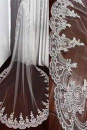 Cheap Wedding Veils Appliqued Edge Custom Made Long Bridal Veil Single Layer Tulle Chapel Length Head Dresses Sell5201430