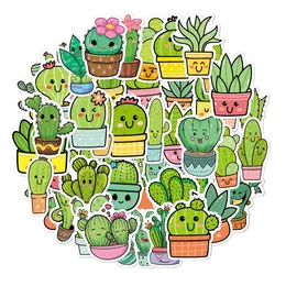 50Pcs-Pack Cartoon Cactus Stickers Wall Stickers Wholesale Vinyl Sticker Waterproof Laptops Car Scrapbooking Guitar Box Skateboard JDM Luggage Decal