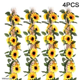 Decorative Flowers Balcony Flower Cane Artificial Sunflower Vine Home Decor Party With Leaves Simulation Wedding Indoor Outdoor Garden Wall