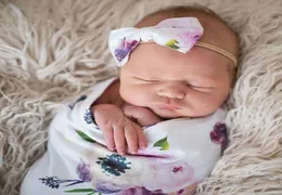 Manta de bebé de 6 colores, saco de dormir con estampado floral para recién nacido, conjuntos de 2 uds con diademas de lazo, manta envolvente, pañales Pographic3166752
