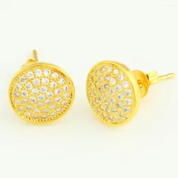 Stud Earrings Adixyn Gold Round Cubic Zirconia Fashion Jewelry 24K Color Earring For Women Girls Party Gifts