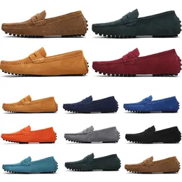 mens women outdoor Shoes Leather soft sole black red orange blue brown orange comfortable Casual Shoes 002