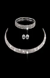 Luxury Threepiece sets Bridal Jewelry Choker Necklace Earrings Bracelet Wedding Jewelry Accessories Fashion Style engagement Part1098921