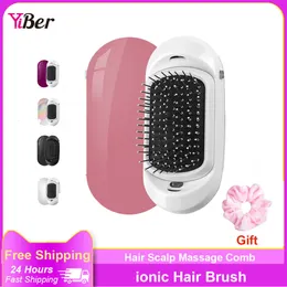 Hair Brushes Hair Scalp Massage Comb Anti Frizz ionic Hair Brush Electric Negative Ions Hair Brush Comb Portable Comb Smooth Hair Magic Combs 230529