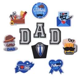 Father's Day Dad Shoe Charms Decoration Accessories Fit for Bracelet Wristband Boys Girls Kids Adults