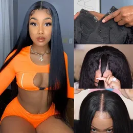 Graww Straight v Part Wig Natural Brazilian Human Hair long wig for黒人女性