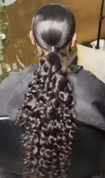 Afro kinky curly ذيل الحصان الرباط البني قطع الشعر المهر الطويل مجعد للنساء الأميركيات من أصول أفريقية تمديدات شعر مجعد مع اثنين